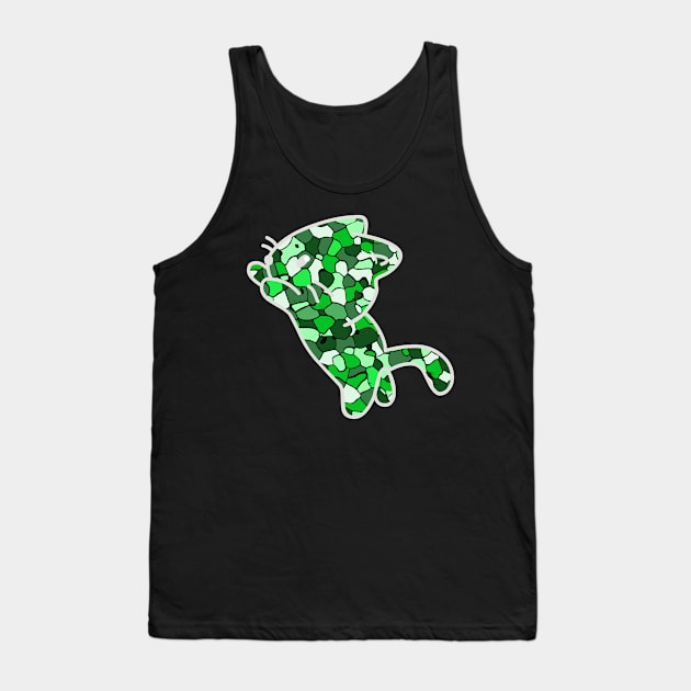 Cat Jewel Art - Stay Pawsitive (green) Tank Top by YasudaArt